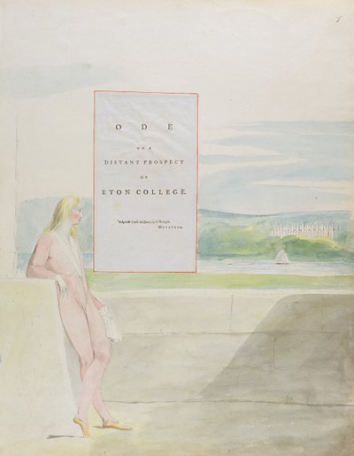 Projeto 13 para &39;Ode em uma perspectiva distante do Eton College&39; de &39;The Poems of Thomas Gray&39;, publicado em 1797-98 (wc com caneta e tinta no papel) de William Blake